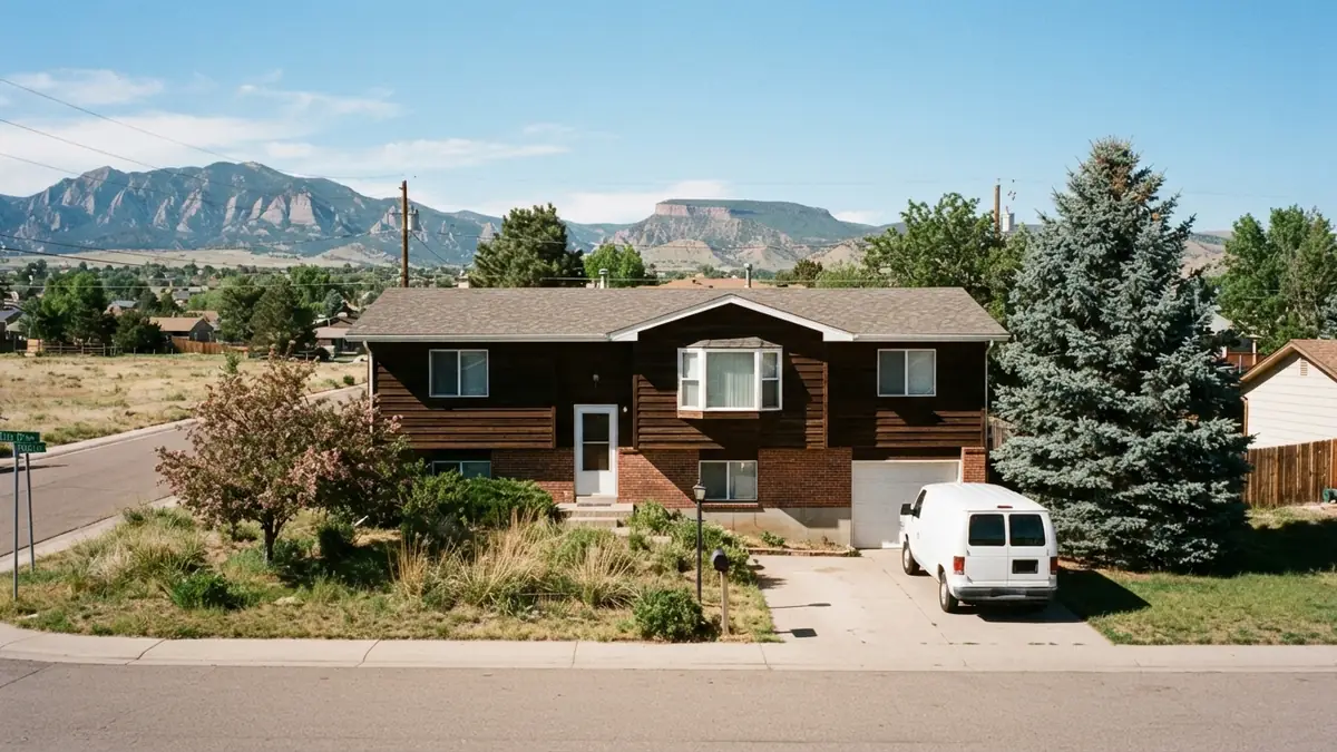 Colorado bi-level home with a service van outside, booked for water heater leak repair in Arvada, CO