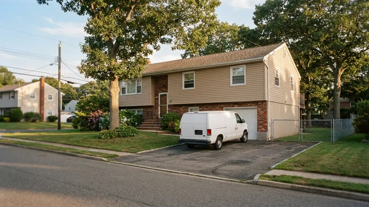 Long island raised ranch with a service van outside, booked for water heater leak repair in Commack, NY